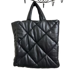 Stand Studio Assante Diamond-quilted puffy tote bag black‎